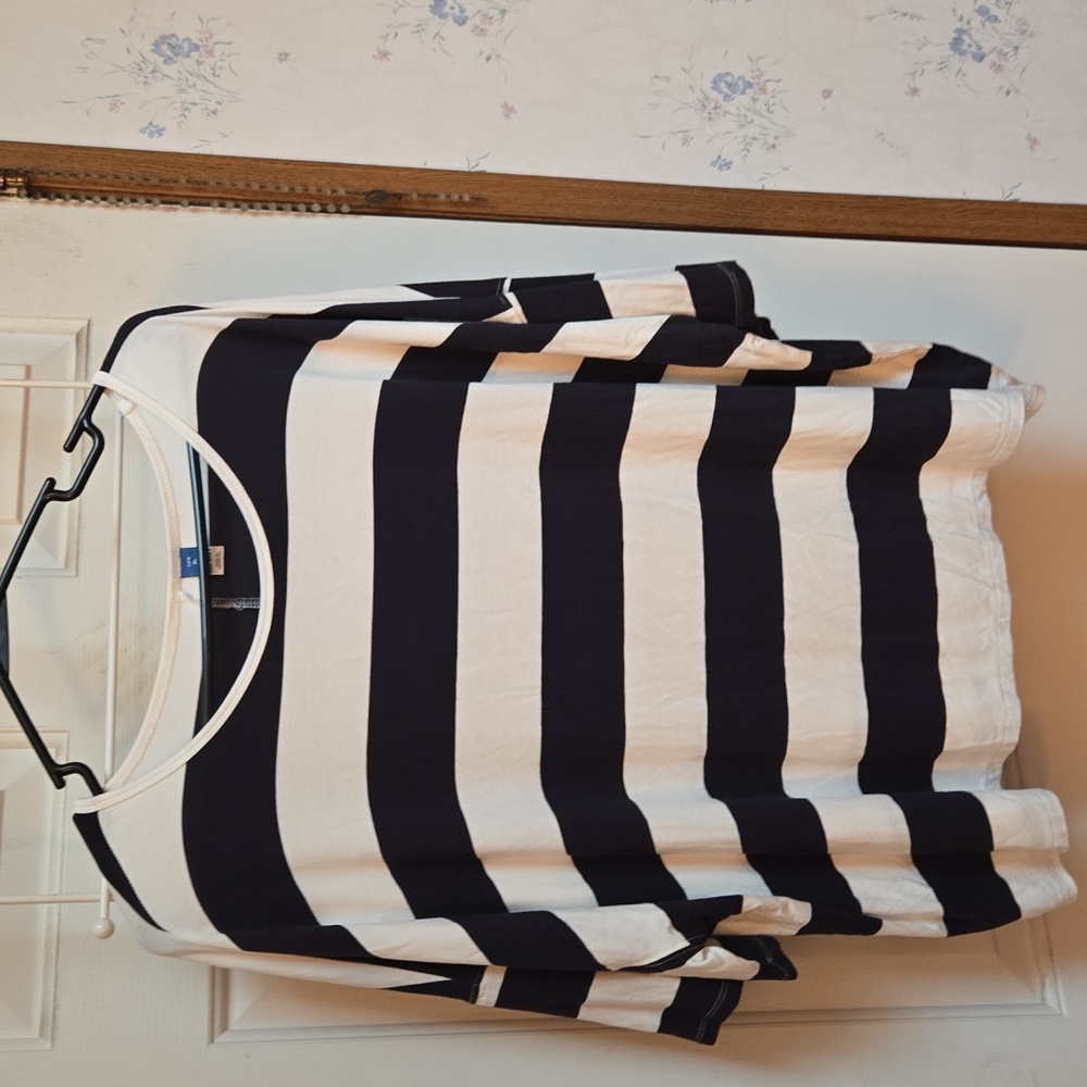 Old Navy Navy and White Striped Oversized Top